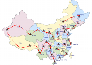 An approximate outline of our planned route